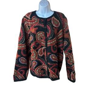 Marisa Christina Paisley Tapestry Cardigan Sweater Art Teacher Dark Academia L